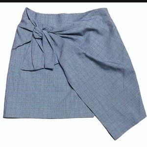 Zara Asymmetrical Plaid Front Bow Mini Skirt XS